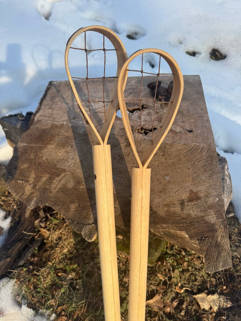Traditional Cherokee Stickball Sticks – Handmade Split Shaft Hickory or Ash Pair
